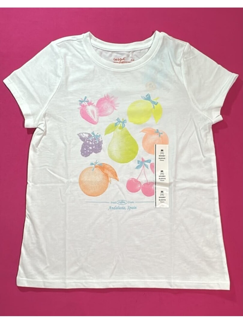 Cat & Jack Fruit Print T‑Shirt White Andalusia Spain  M (8)